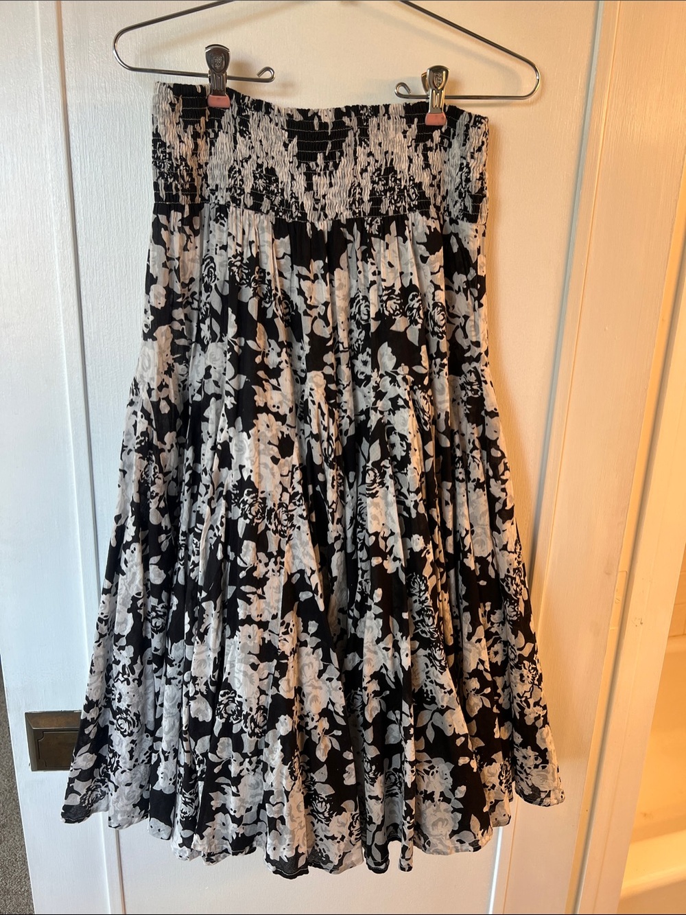 Grace Elements Black and White Floral Midi Skirt